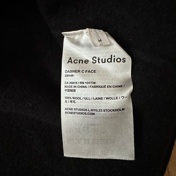 Acne Studios Dasher C Face black wool cardigan Size Medium - Picture 4 of 4